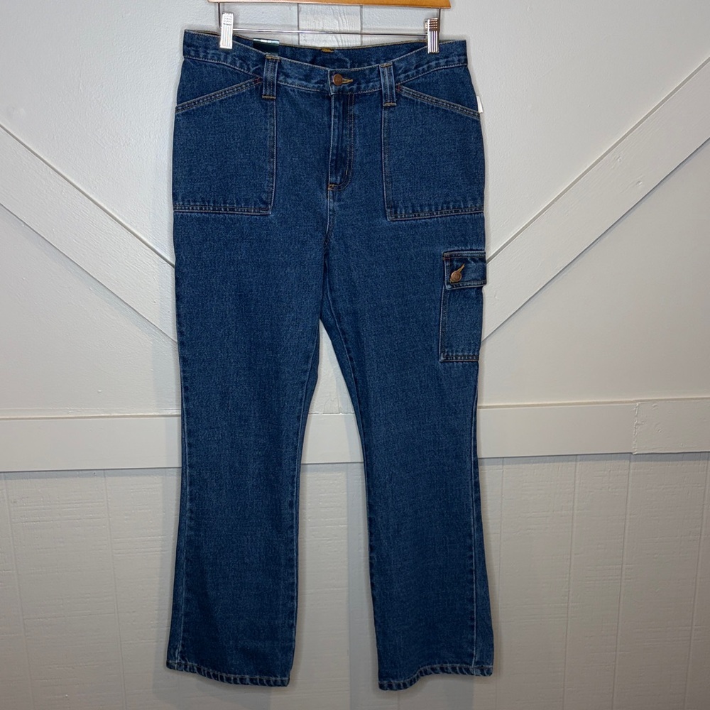 Bill Blass 90s Jeans Womens 10 Blue Denim Cargo Patch Pockets Vintage Deadstock